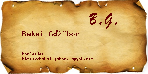 Baksi Gábor névjegykártya